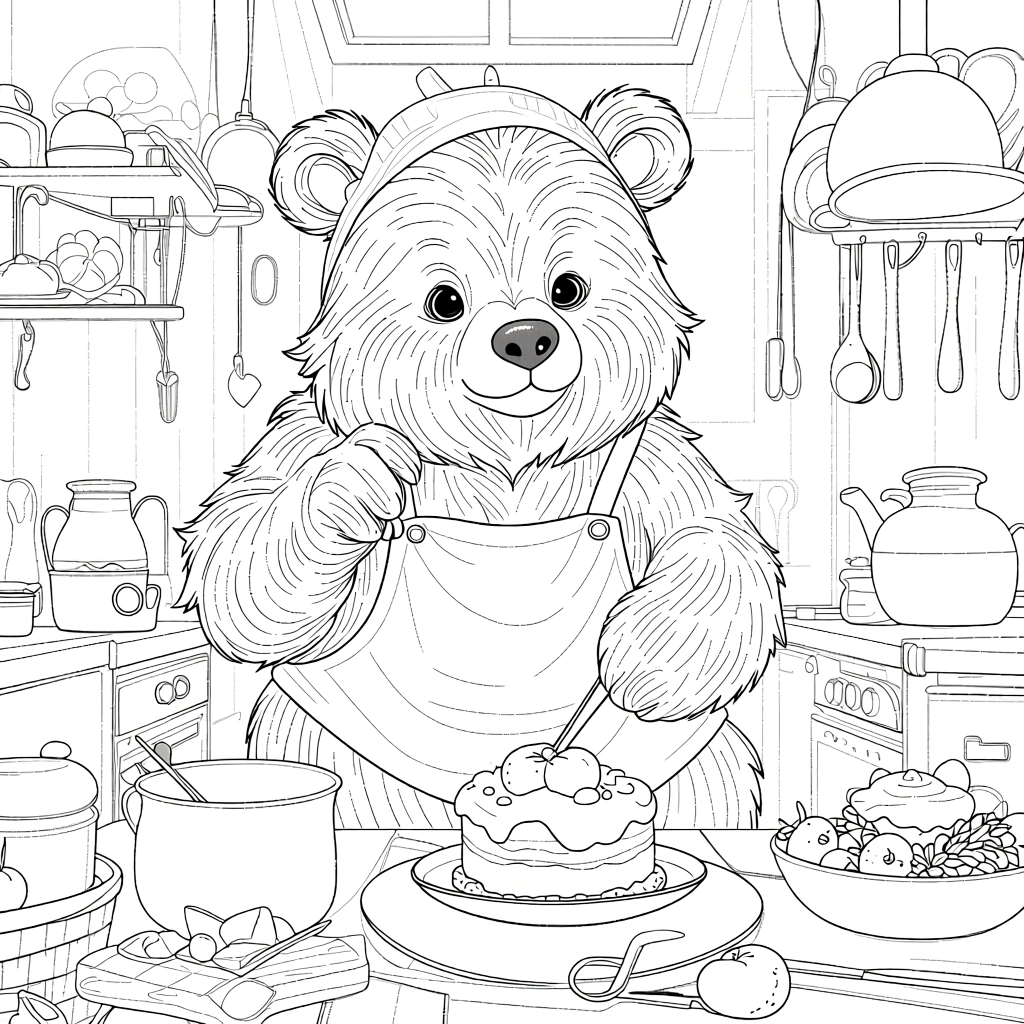 bear coloring book page - coloring pages for kids