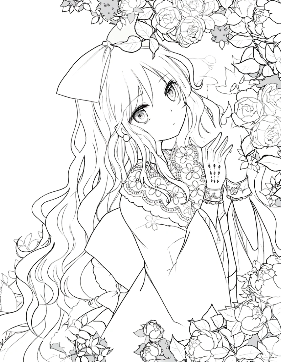 anime girl coloring pages - adult coloring pages