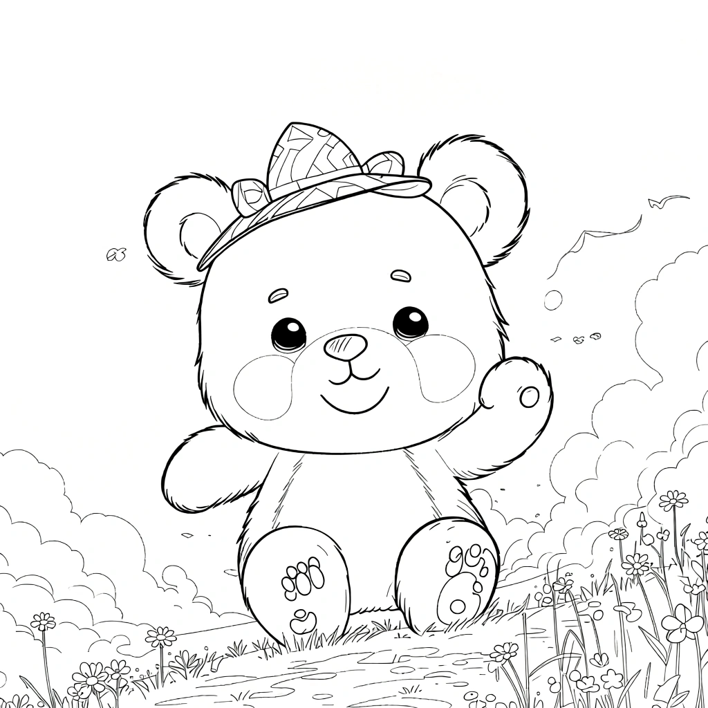 bear coloring book page - coloring pages for kids