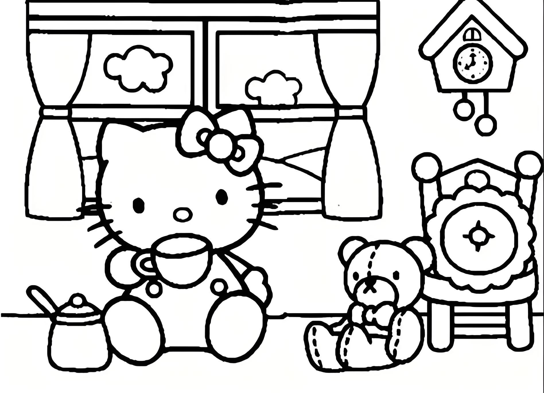 hello kitty coloring page - printable coloring pages for kids
